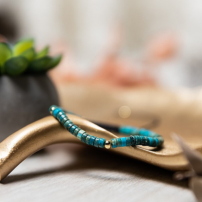 Bratara fete cu snur din Sediment Marin Jasp Turcoaz, Ina [7]