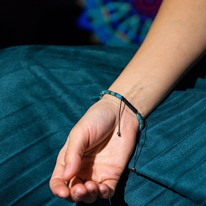 Bratara fete cu snur din Sediment Marin Jasp Turcoaz, Ina [4]