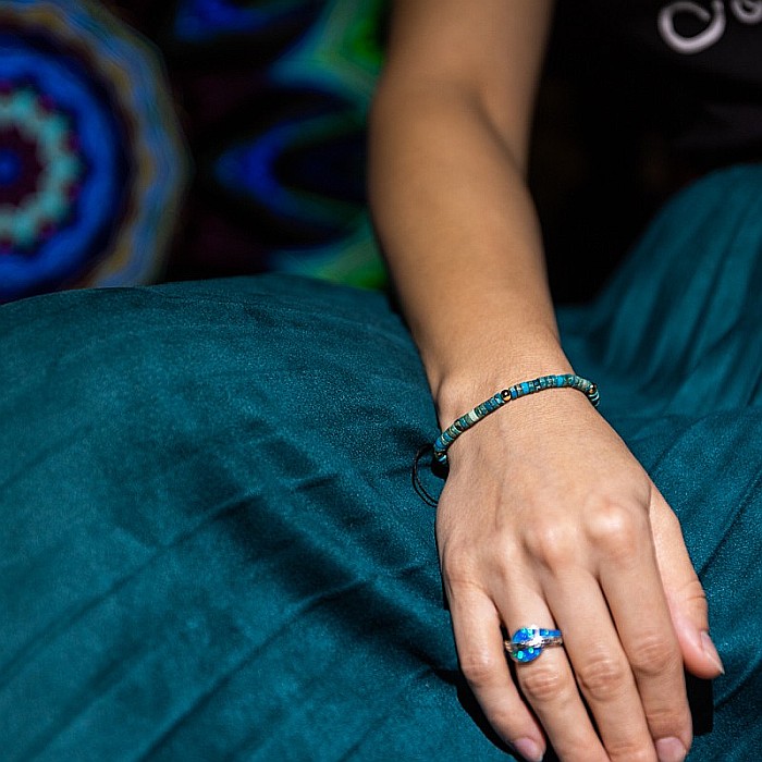 Bratara fete cu snur din Sediment Marin Jasp Turcoaz, Ina [3]