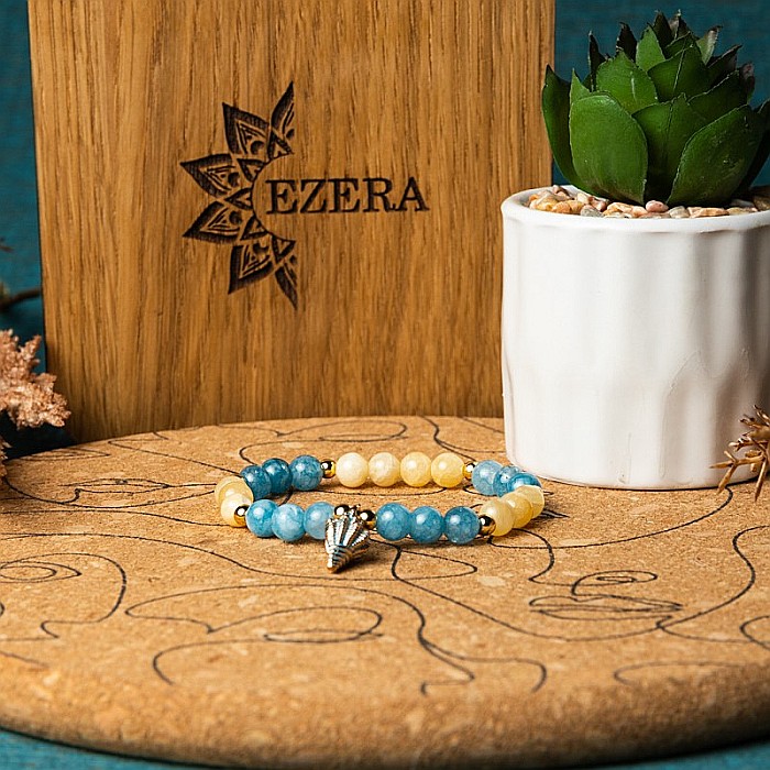 Bratara fete din cristale de Jad si charm scoica, Hirani, margele de 6mm [7]