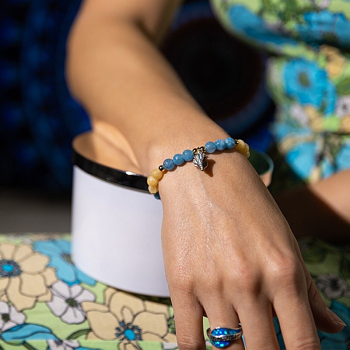 Bratara fete din cristale de Jad si charm scoica, Hirani, margele de 6mm [3]