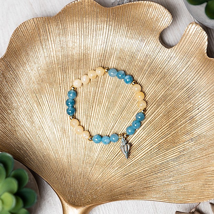 Bratara fete din cristale de Jad si charm scoica, Hirani, margele de 6mm [5]