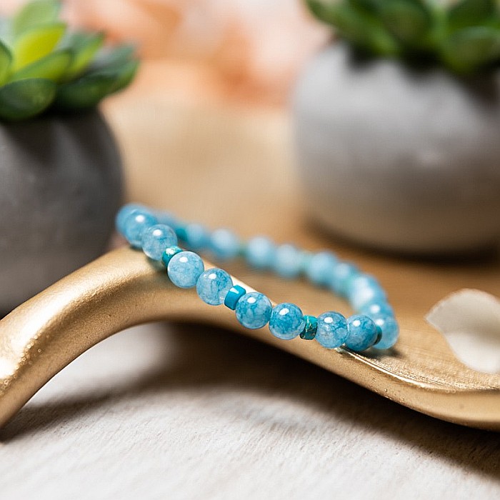 Bratara fete din pietre semipretioase de Jad Albastru si Distantiere Turcoaz, Gizel, margele de 6mm [2]