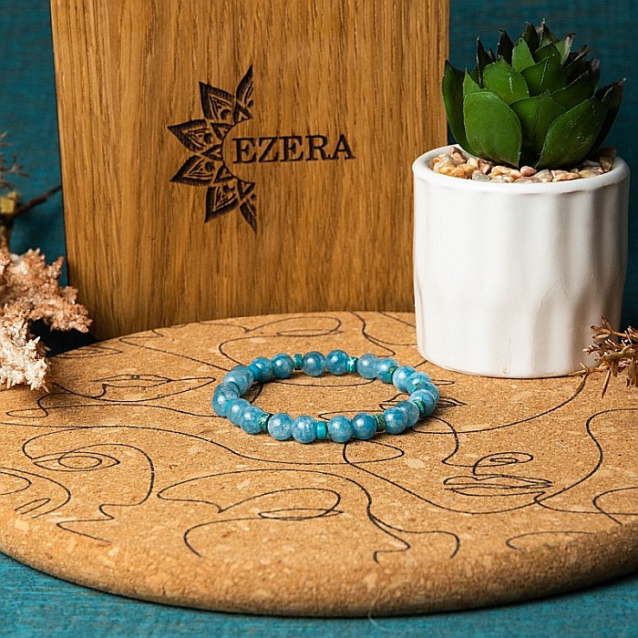 Bratara fete din pietre semipretioase de Jad Albastru si Distantiere Turcoaz, Gizel, margele de 6mm [11]