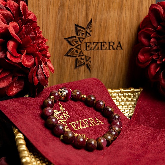 Bratara fete Karina din margele Cloisonne Rosii si Ochi de Tigru, margele de 8mm [10]