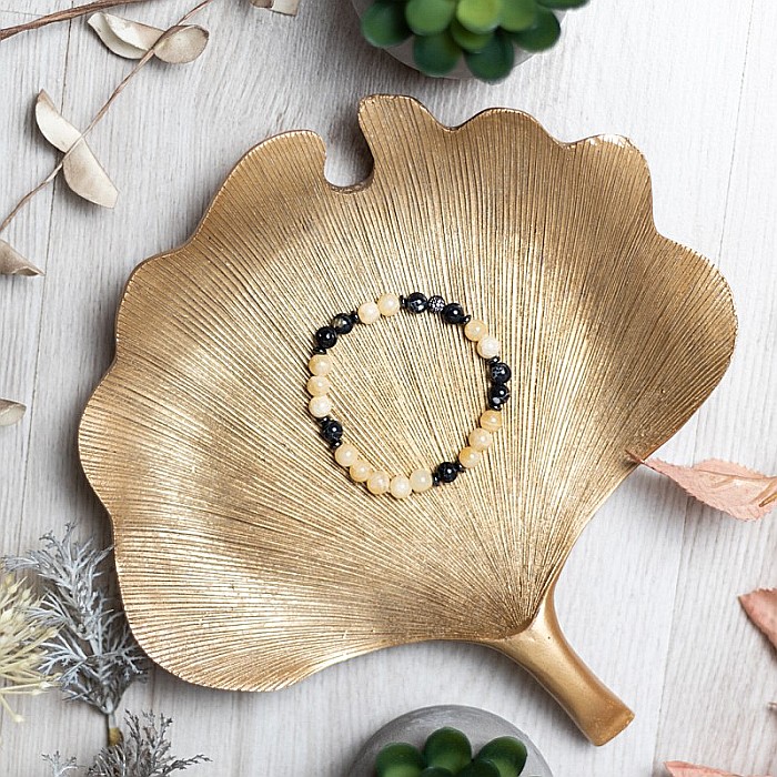 Bratara handmade din pietre semipretioase pentru femei Rahel cu cristale de Jad Galben si Shell Turquoise Negru, sfere de 6mm [9]