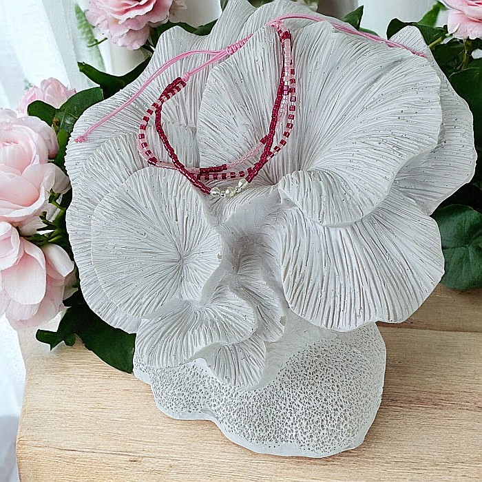 Bratara handmade roz Solene cu snur 3 straturi Miyuki si argint 925 [7]