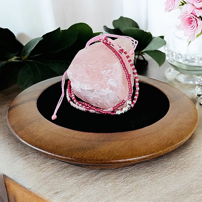 Bratara handmade roz Solene cu snur 3 straturi Miyuki si argint 925 [6]