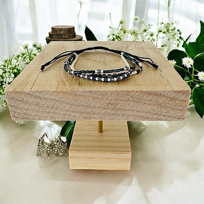 Bratara handmade snur, 3 straturi din Miyuki, Iolit si Hematit [4]