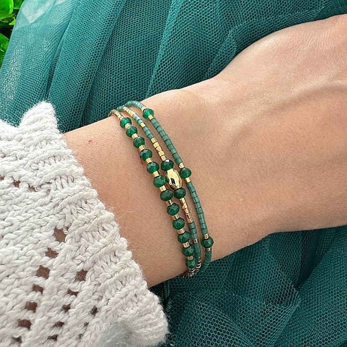 Bratara handmade snur 3 straturi Safiya cu Miyuki si Jad Verde [1]