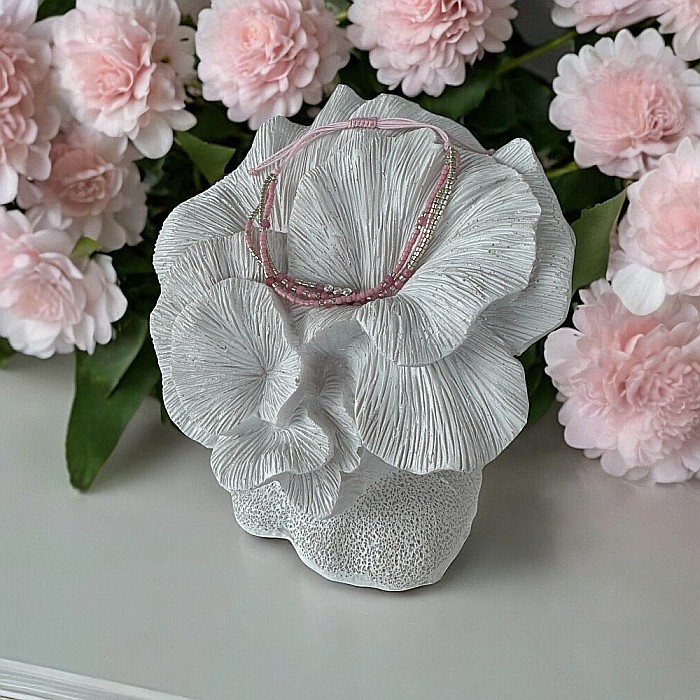 Bratara handmade snur AZIZA, 3 straturi din Miyuki și Turmalina Roz cu argint [6]