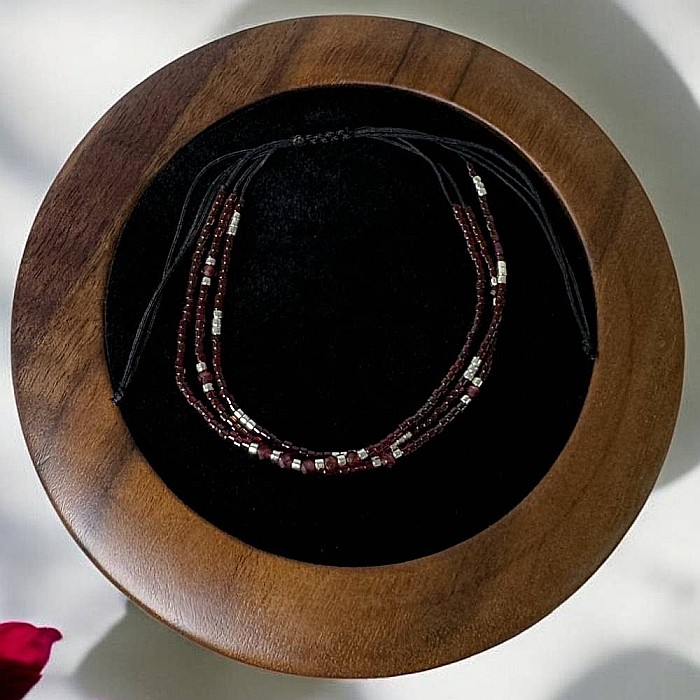 Bratara handmade snur Inaya 3 straturi Miyuki si cristale Granat [5]