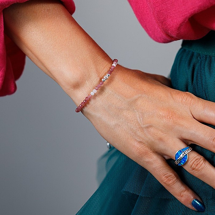 Bratara Harini din cristale de Turmalina Roz si Morganit, din argint 925 [3]