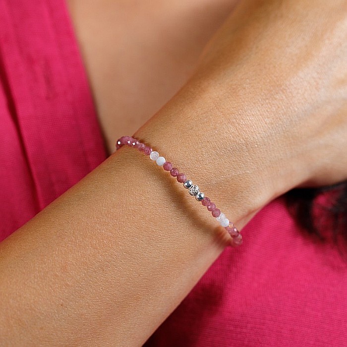 Bratara Harini din cristale de Turmalina Roz si Morganit, din argint 925 [2]