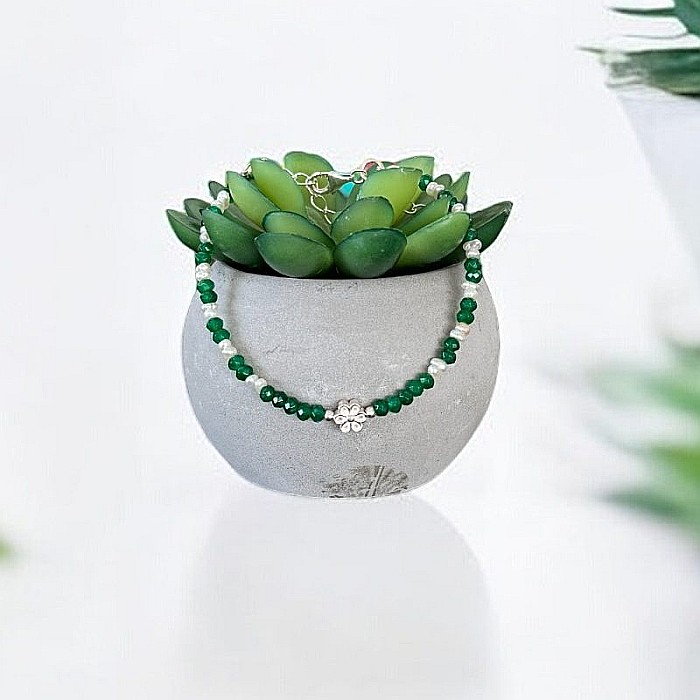 Bratara Jad Verde si Perle Naturale Mavis, cu argint 925 [3]