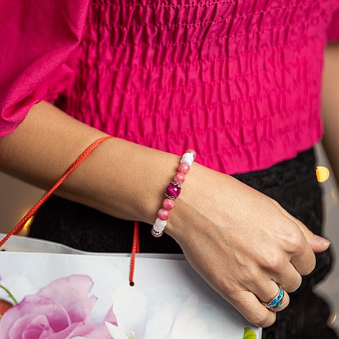 Bratara Kate din cristale de Rodocrozit, Morganit si Ochi de Tigru [2]