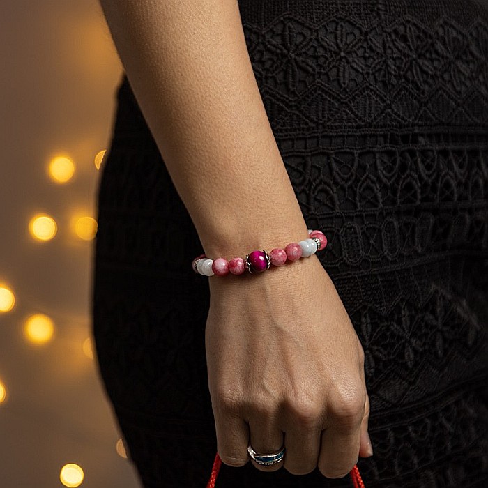 Bratara Kate din cristale de Rodocrozit, Morganit si Ochi de Tigru [9]