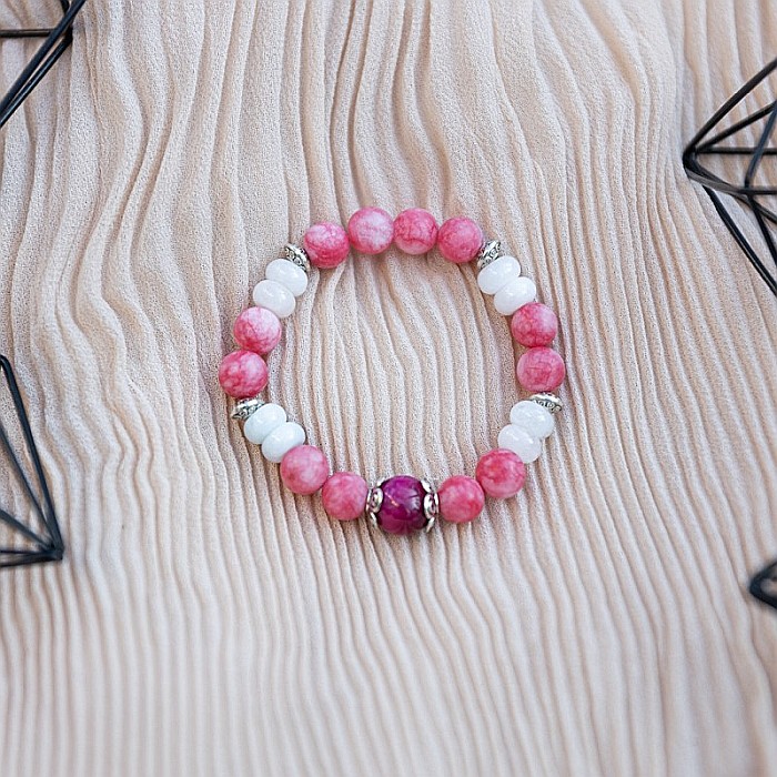 Bratara Kate din cristale de Rodocrozit, Morganit si Ochi de Tigru [10]