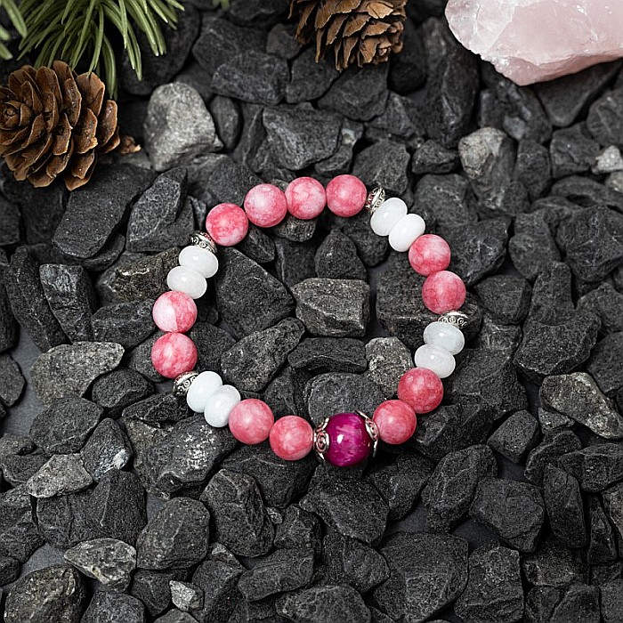 Bratara Kate din cristale de Rodocrozit, Morganit si Ochi de Tigru [1]