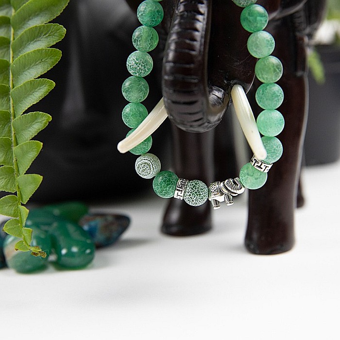 Bratara ”LARISSA” din Pietre Naturale Weathered Agate cu Accesoriu Elefant [3]