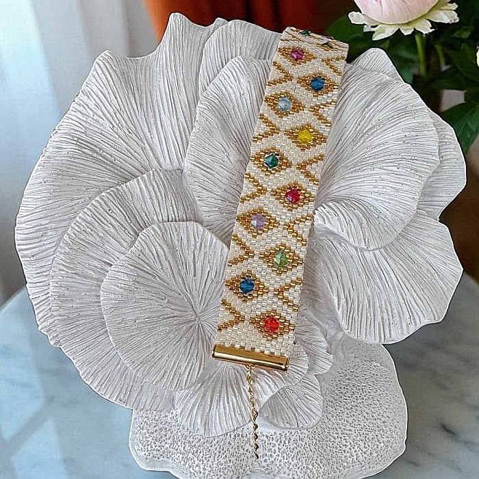 Bratara lata eleganta din margele miyuki cu insertii cristale Preciosa [7]