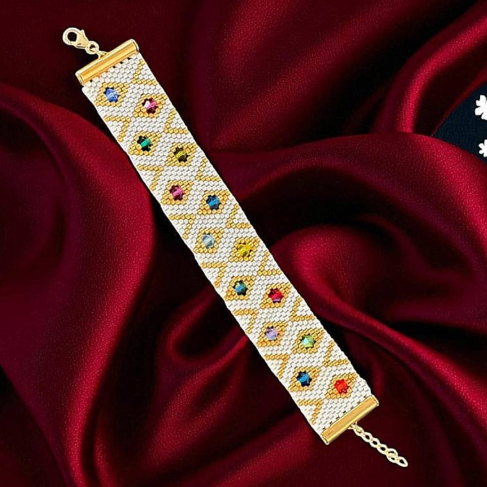 Bratara lata eleganta din margele miyuki cu insertii cristale Preciosa [2]