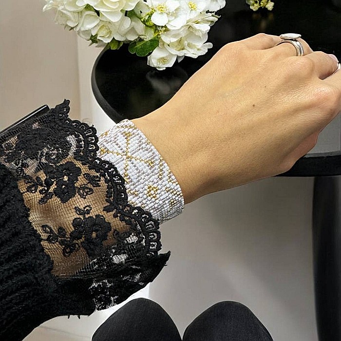 Bratara lata eleganta impletita manual din margele Miyuki, Zamora [2]