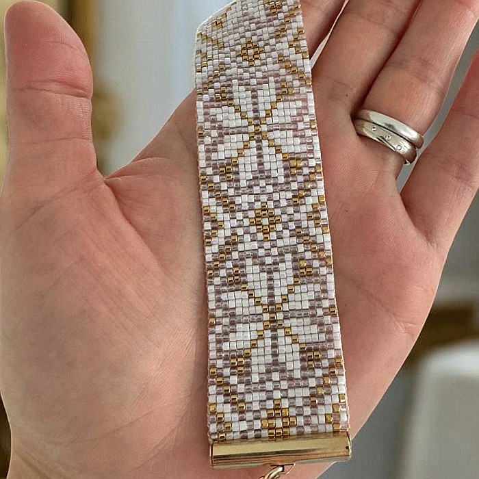 Bratara lata eleganta impletita manual din margele Miyuki, Zamora [7]