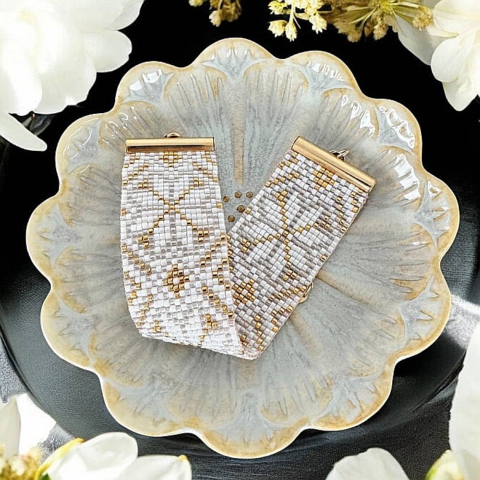 Bratara lata eleganta impletita manual din margele Miyuki, Zamora [6]