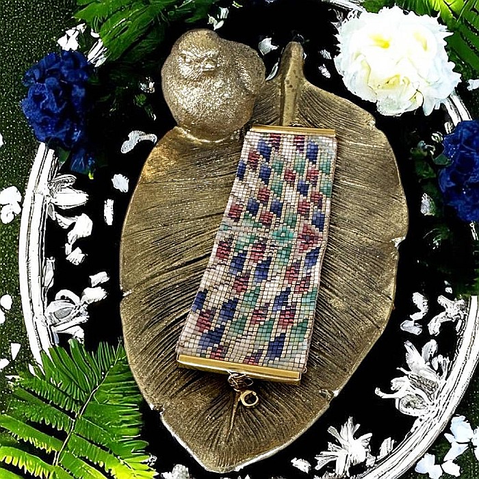 De Lux-Bratara lata eleganta Maelis din margele Miyuki cusuta manual in culorile paunului [2]