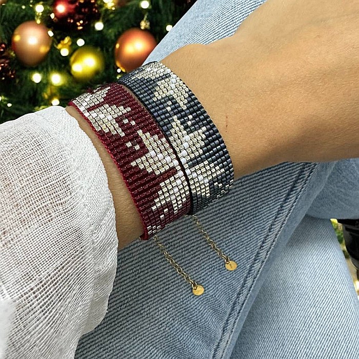 Bratara lata handmade bleu metalizat-argintiu din margele Miyuki, eleganta Samira [2]