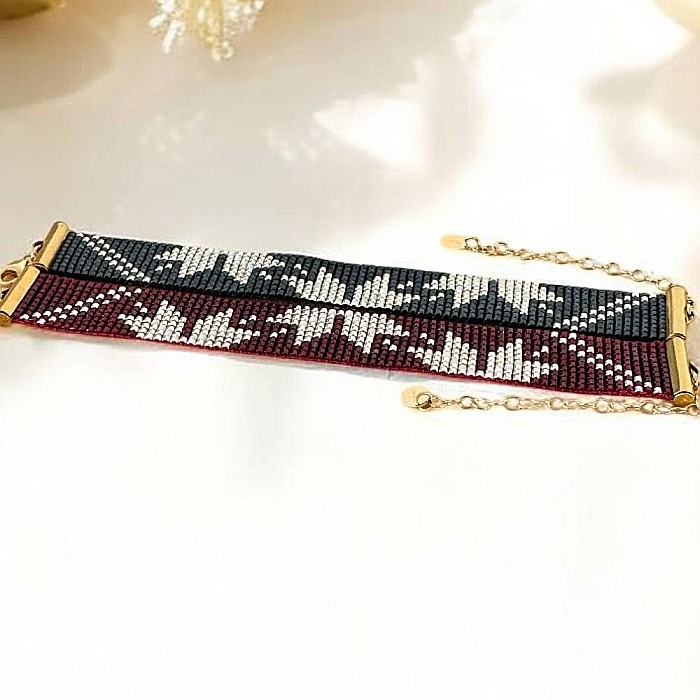 Bratara lata handmade bleu metalizat-argintiu din margele Miyuki, eleganta Samira [10]