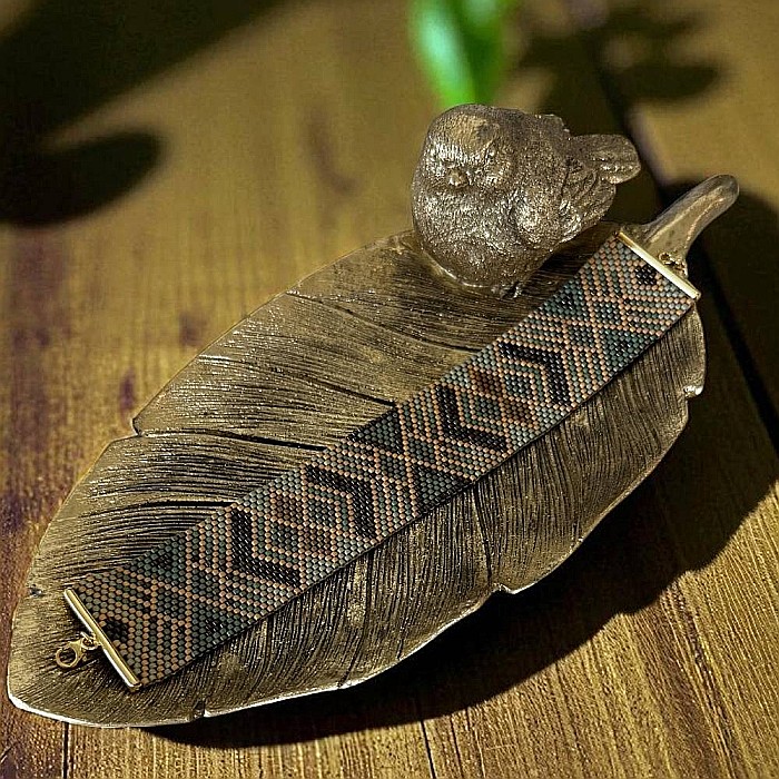 Bratara lata Miyuki cusuta manual stil boho, inspirata de natura si tonurile pamantului [5]