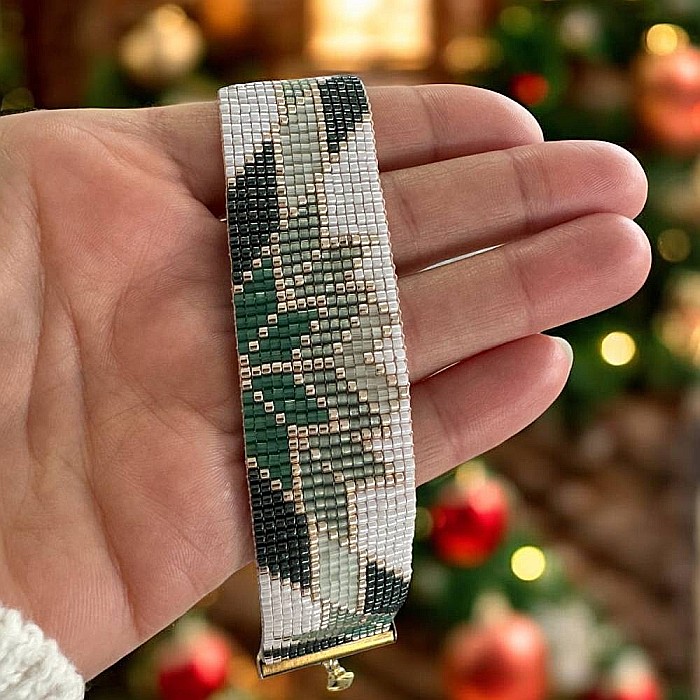 Bratara lata verde handmade din margele miyuki, Selma [7]