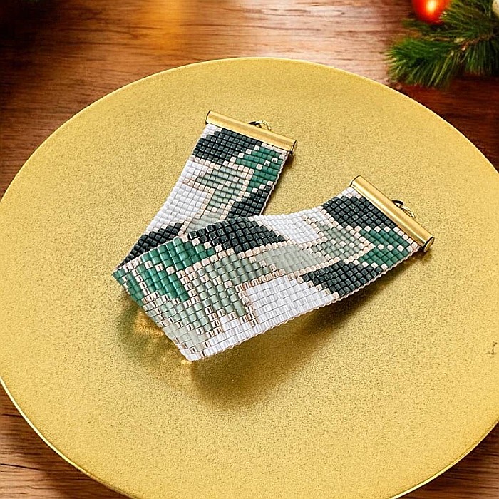 Bratara lata verde handmade din margele miyuki, Selma [8]