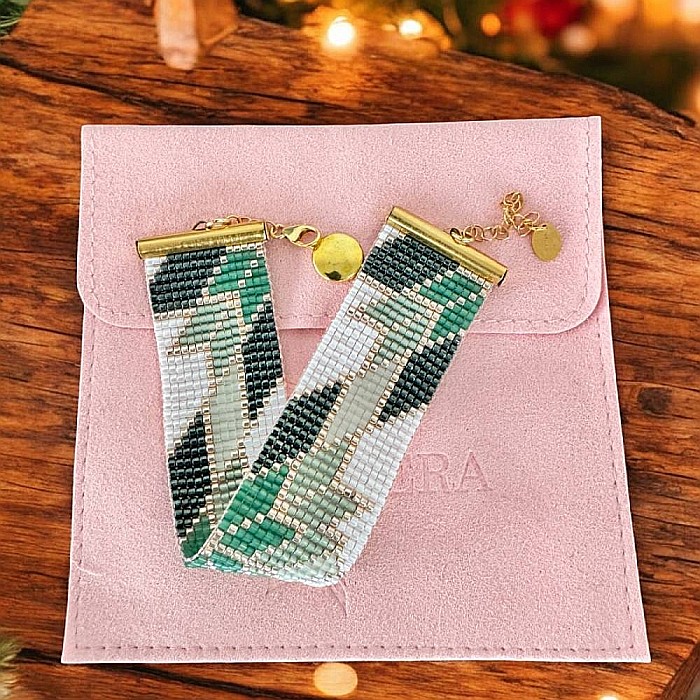 Bratara lata verde handmade din margele miyuki, Selma [10]