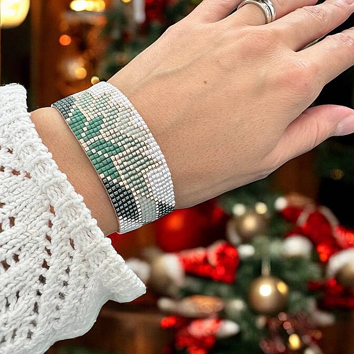 Bratara lata verde handmade din margele miyuki, Selma [1]