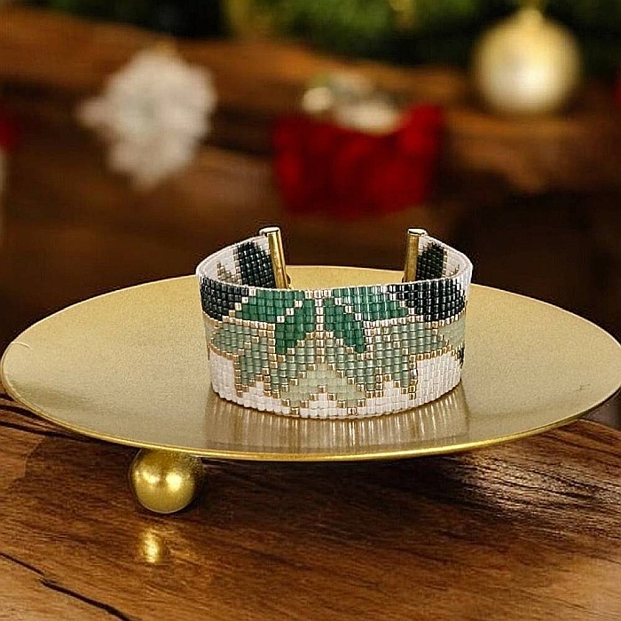 Bratara lata verde handmade din margele miyuki, Selma [2]