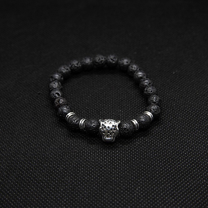 Bratara aromaterapie “LEO” din Pietre de Lava si Accesoriu Cap de Leopard [2]