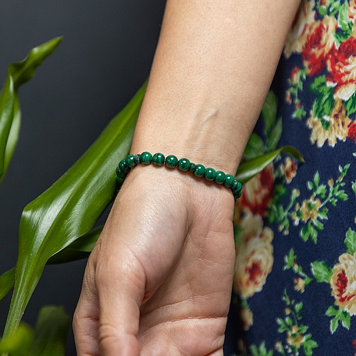 Bratara Malachit pentru femei, realizata manual, Nayan, sfere de 6mm [8]