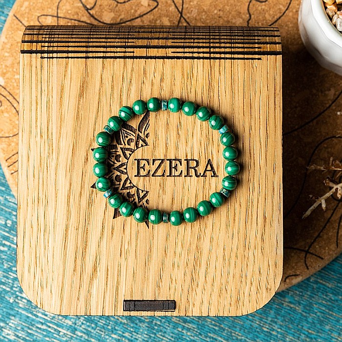 Bratara Malachit pentru femei, realizata manual, Nayan, sfere de 6mm [14]