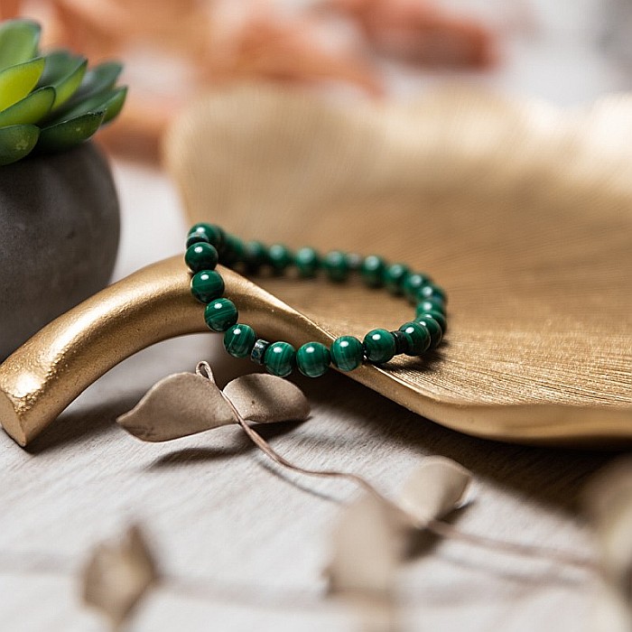 Bratara Malachit pentru femei, realizata manual, Nayan, sfere de 6mm [12]