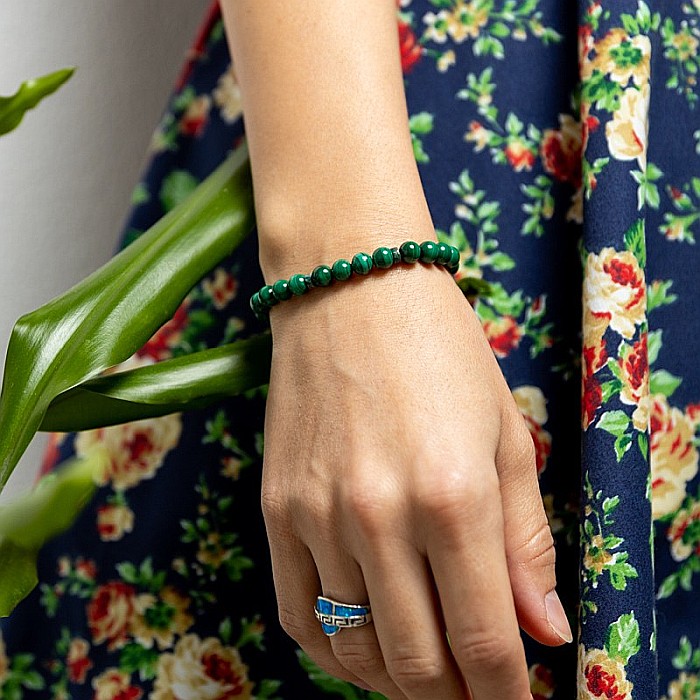 Bratara Malachit pentru femei, realizata manual, Nayan, sfere de 6mm [7]