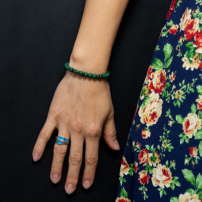 Bratara Malachit pentru femei, realizata manual, Nayan, sfere de 6mm [2]