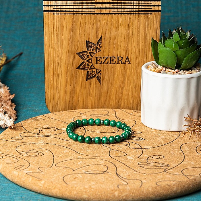 Bratara Malachit pentru femei, realizata manual, Nayan, sfere de 6mm [13]