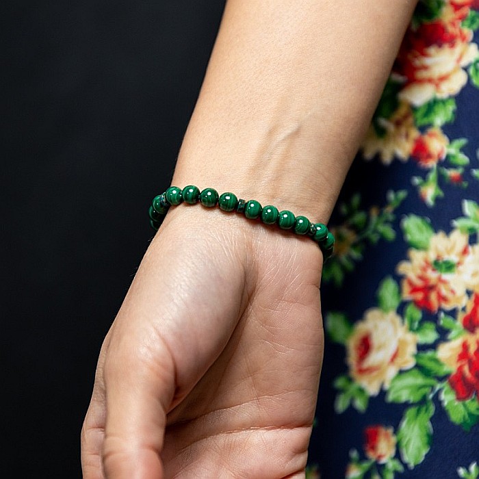 Bratara Malachit pentru femei, realizata manual, Nayan, sfere de 6mm [4]