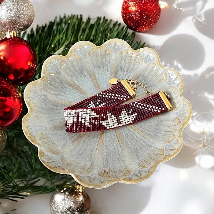 Bratara miyuki rosu-argintiu lata, eleganta pentru femei, Samira [10]