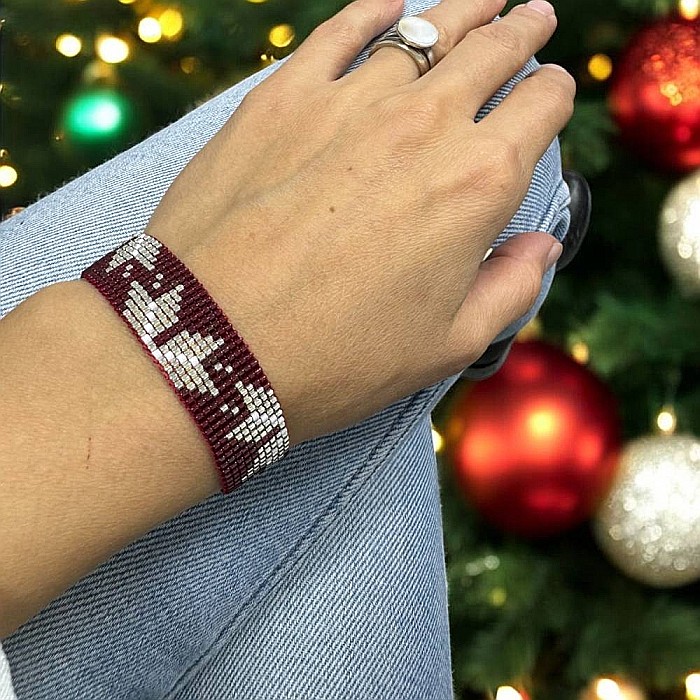 Bratara miyuki rosu-argintiu lata, eleganta pentru femei, Samira [1]