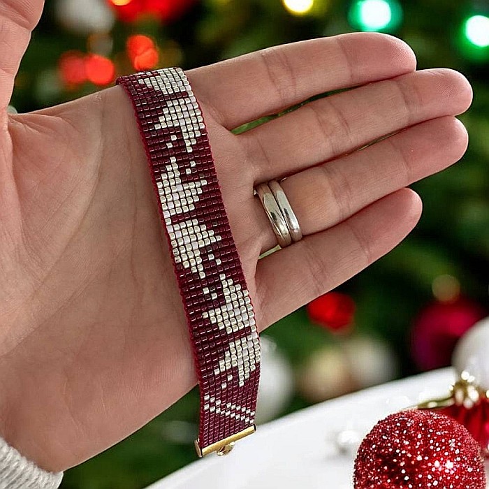 Bratara miyuki rosu-argintiu lata, eleganta pentru femei, Samira [9]