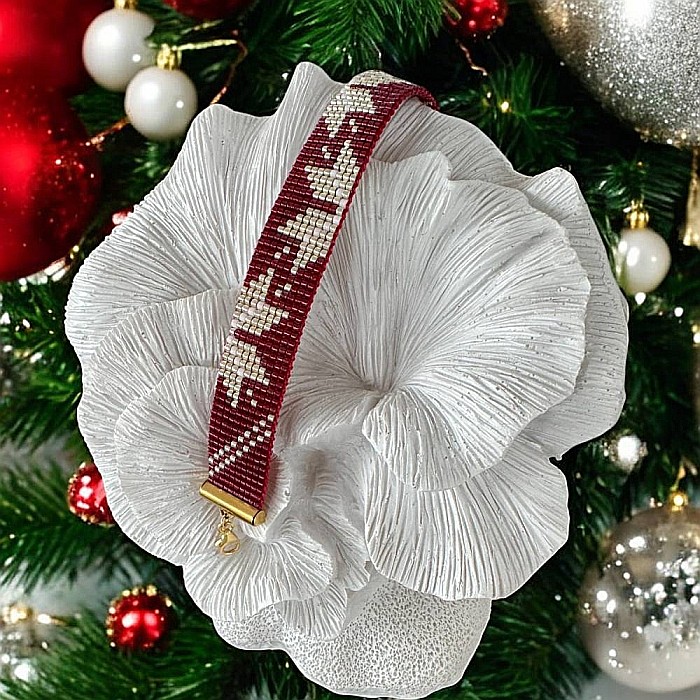 Bratara miyuki rosu-argintiu lata, eleganta pentru femei, Samira [7]